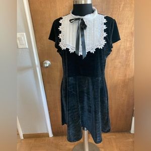 Killstar Black Velvet Collar Dress